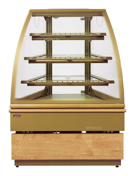 Витрина кондитерская UNIS Georgia III corner 45°, inox