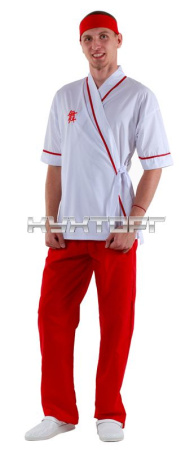 Куртка сушиста белая с отделкой красного цвета [0124]