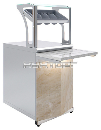 Прилавок для столовых приборов и подносов Luxstahl ПП (С)-600 Premium Monolith