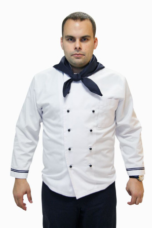 Куртка шеф-повара белая с синим кантом [0196]